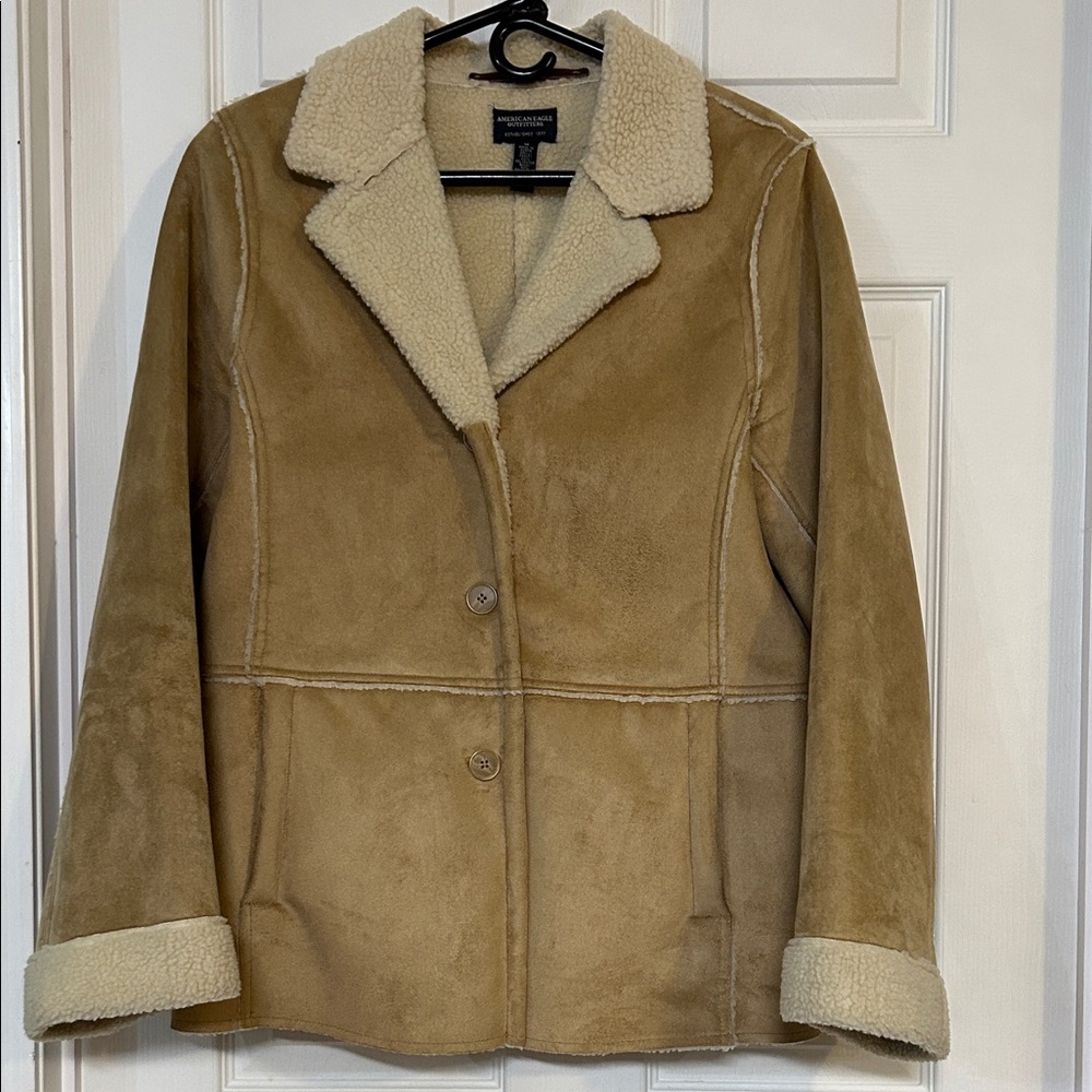 American Eagle Outfitters Tan Teddy Jacket